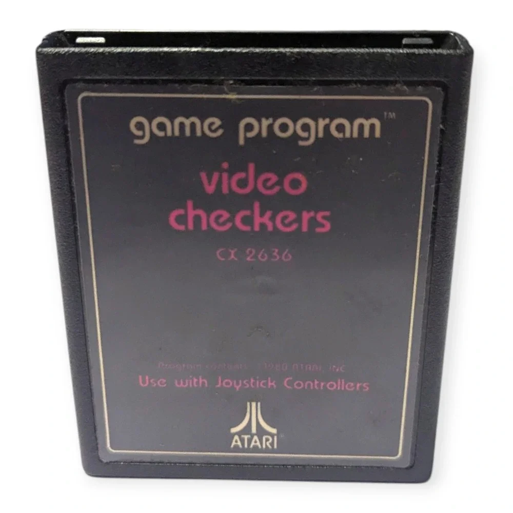 Atari 2600 Video Checkers CX2636 Game Cartridge CIB with Manual‎ and Catalog